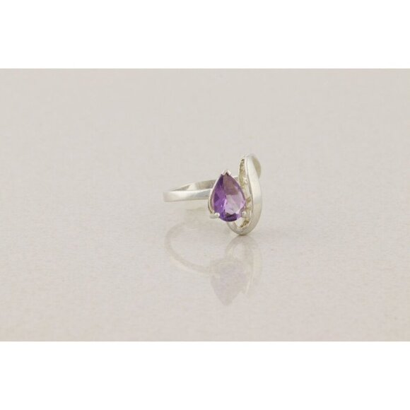 Sterling Silver Natural Purple Amethyst Ring Size 7 1/2 - Picture 3 of 9